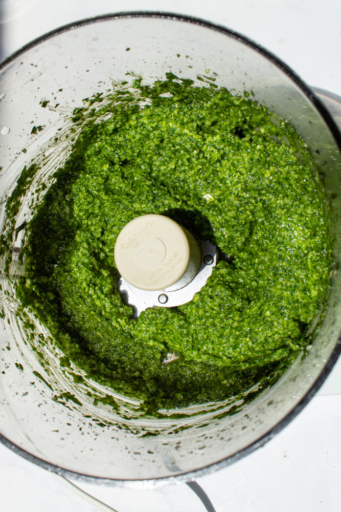 making pesto