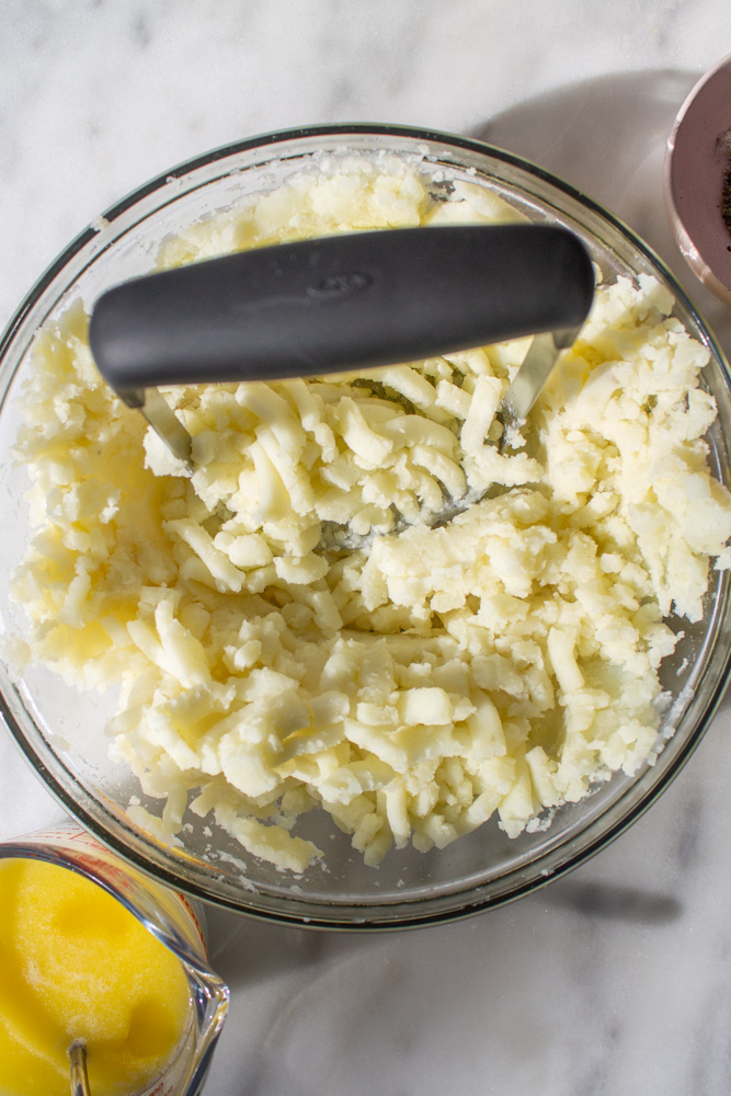 mashing potatoes