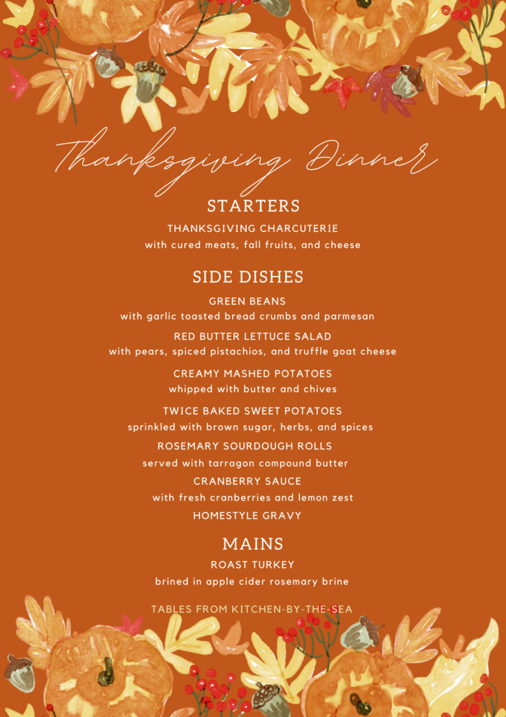 thanksgiving menu