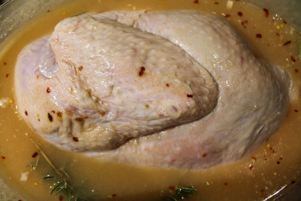 brined turkey in apple cider brine