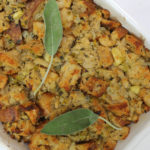 sourdough stuffing with sage leaves