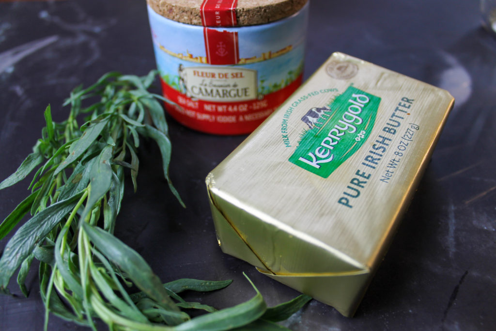 butter, tarragon, and salt for compound butter ingredients 