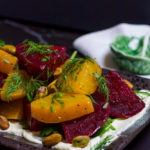 beet salad with whipped goat cheese and herbs