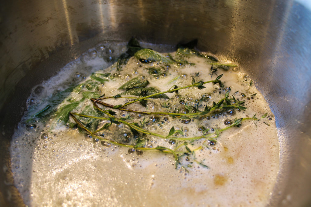 brown butter and herbs