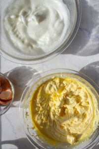 whipped egg yolks with sugar and egg whites