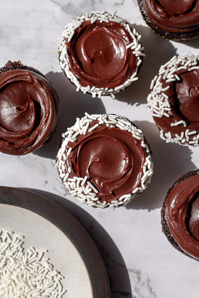 chocolate cupcakes with chocolate icing