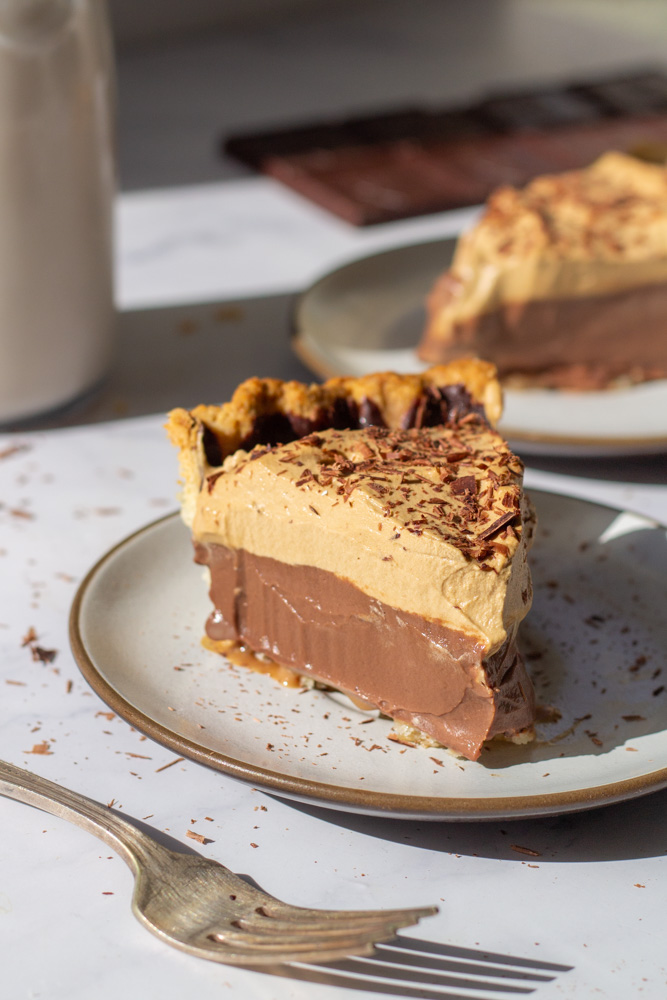 chocolate cream pie with espresso whipped cream