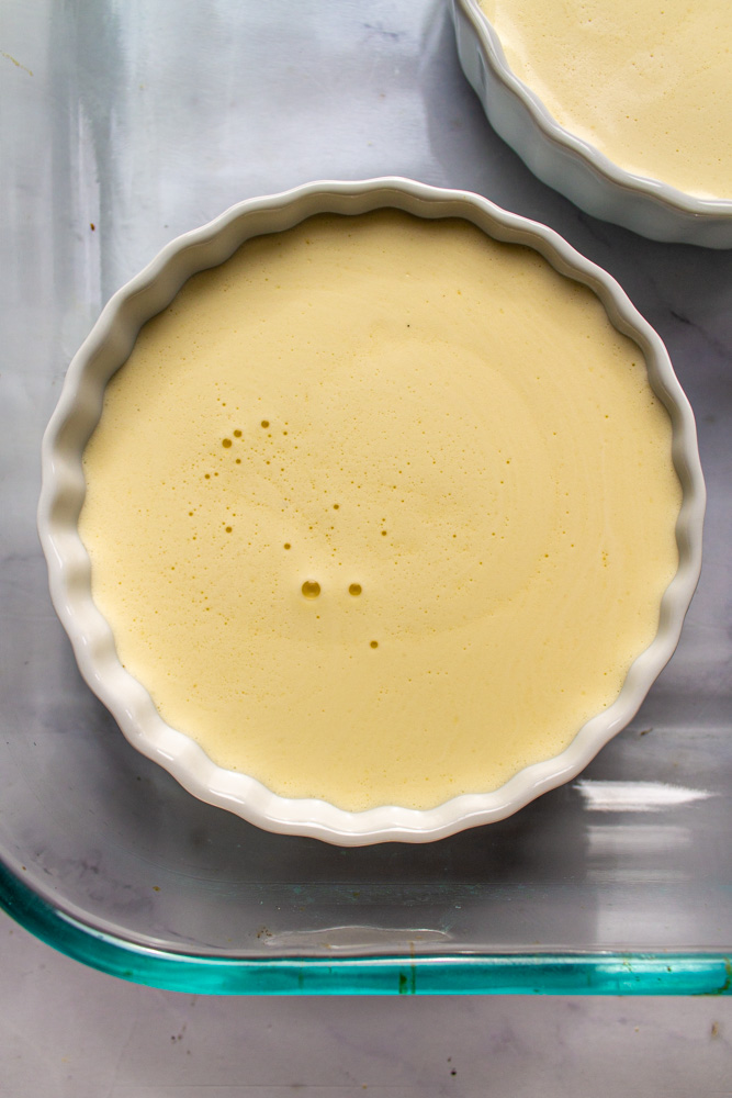 crème brûlée before baking