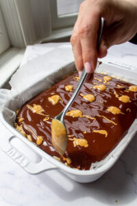 peanut butter rice krispies with chocolate topping