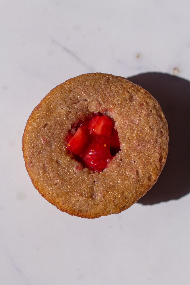 strawberry cupcakes with strawberry core