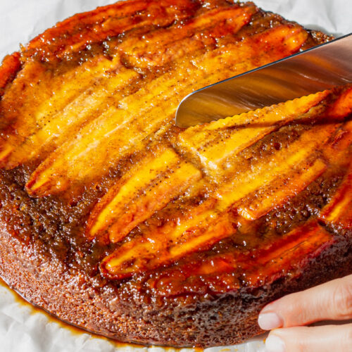 Tahini Banana Upside Down Cake - Kitchen-by-the-Sea