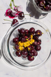 cherries and lemon zest