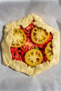 tomato galette before baking