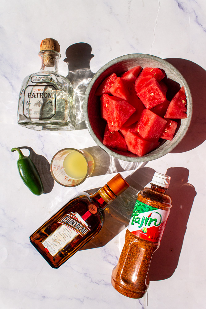 Spicy Watermelon Margarita ingredeints