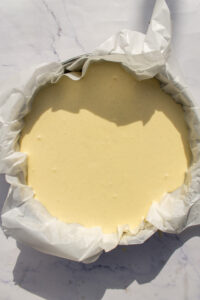 Basque cheesecake before baking