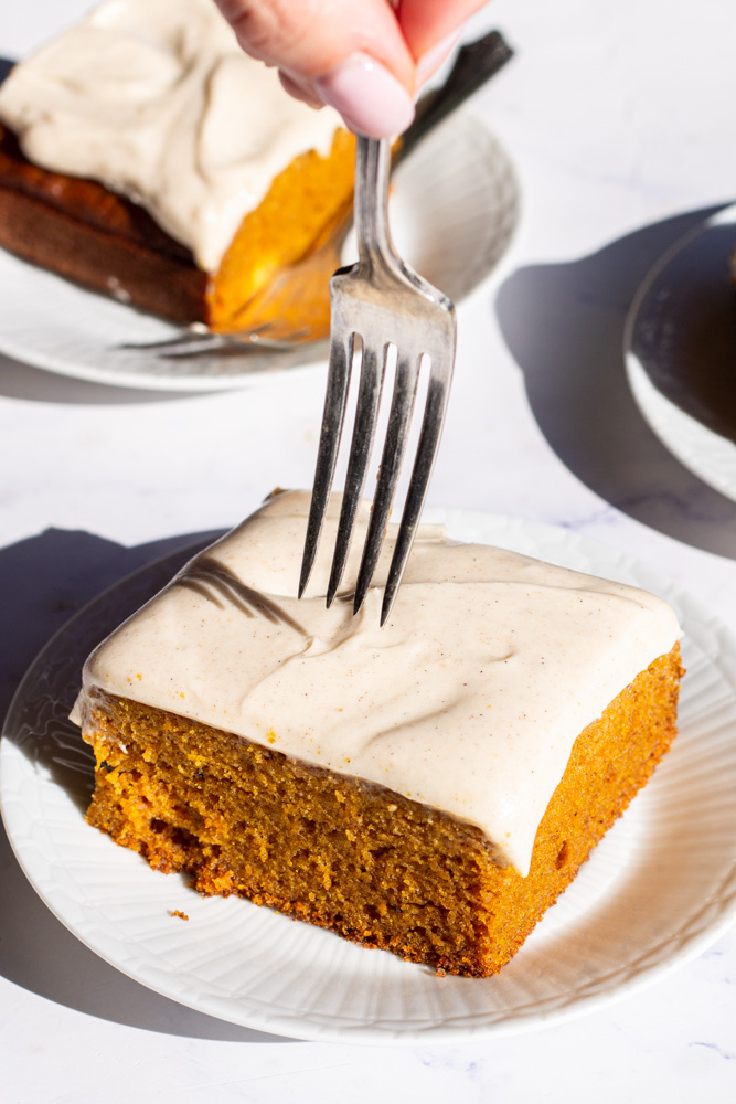 pumpkin sheet cake with brown butter cream cheese icing