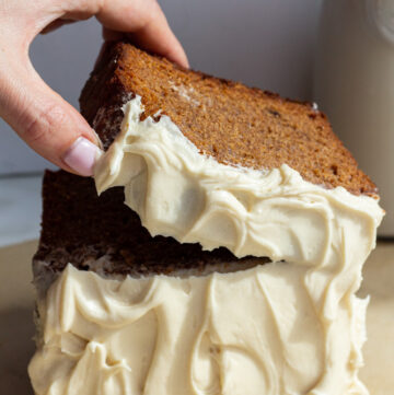 spiced loaf cake with cream cheese icing