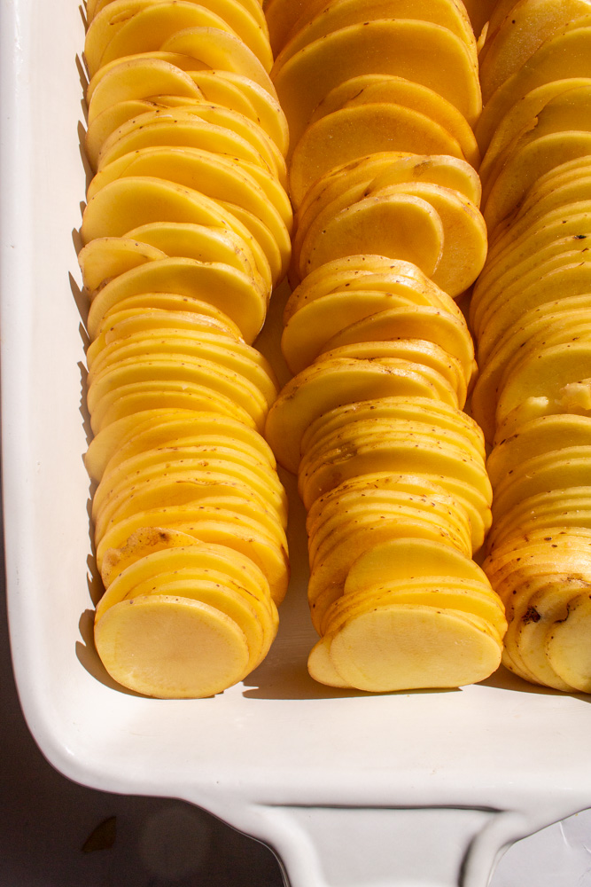 potatoes in baking dish