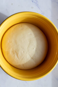 homemade bagel dough after rising