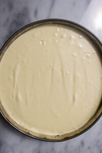 triple lemon mousse cake before setting