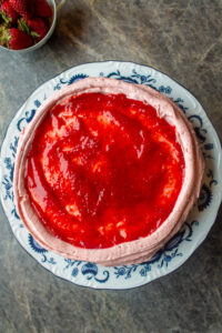 strawberry cake with puree between the layers