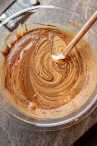 mixing brownie batter