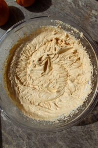 mixing brownie batter
