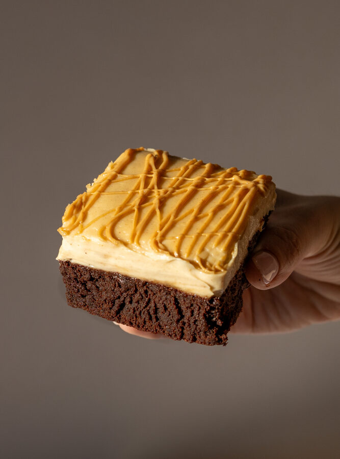 brownies with peanut butter topping
