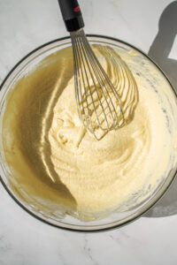 miso caramel banana cake batter