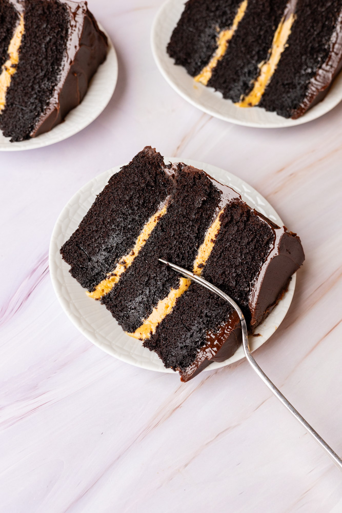 chocolate cake with whipped sea salt caramel