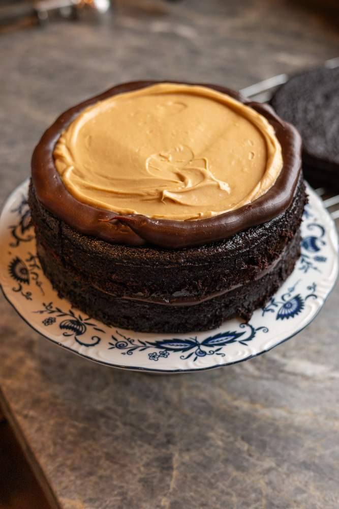chocolate cake with whipped sea salt caramel